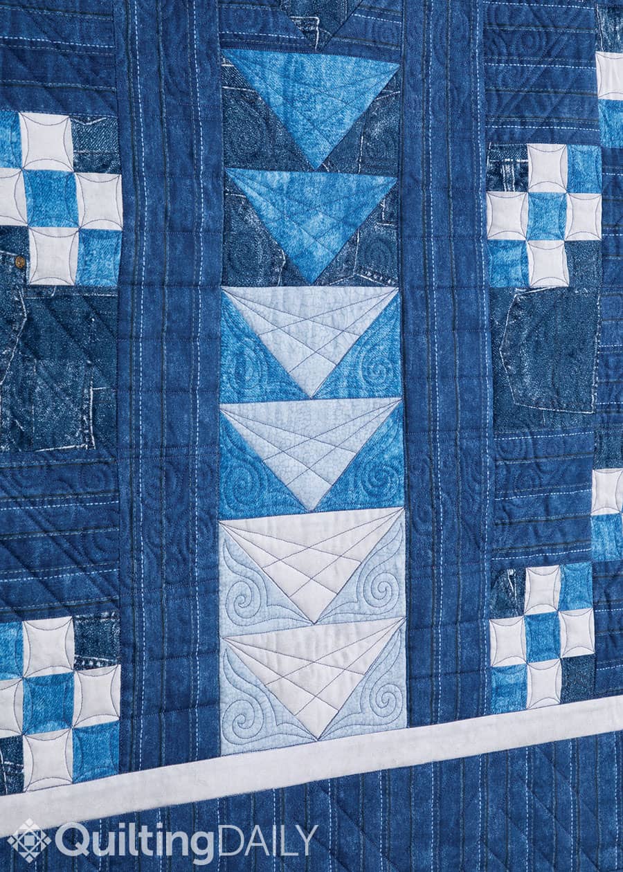 Free pattern: Pathways - zoomed in image of Pathways quilt pattern flying geese