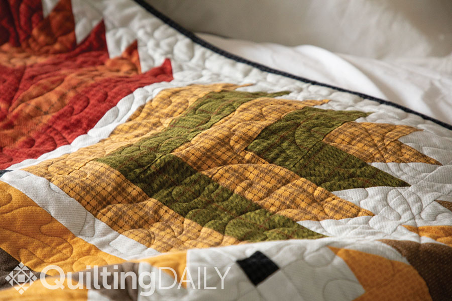 Free pattern: Leaf Stacks - zoomed in image of the Leaf Stack quilt pattern