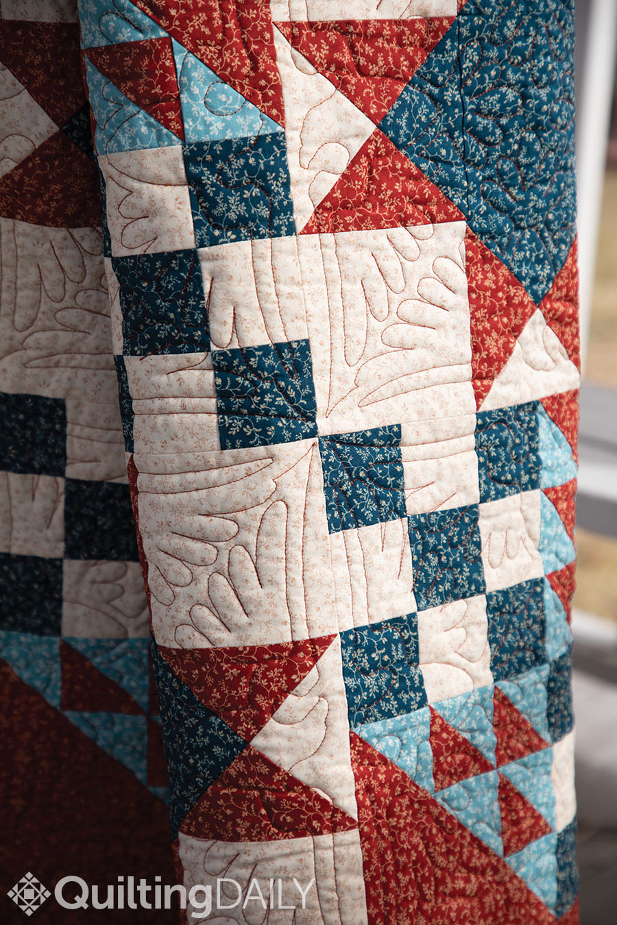 Quilting detail of patriotic Quilt of Valor